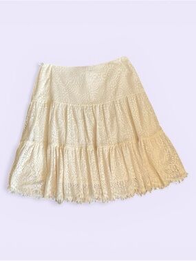 Harold's Vintage Cream Lace Tiered Skirt, size 10